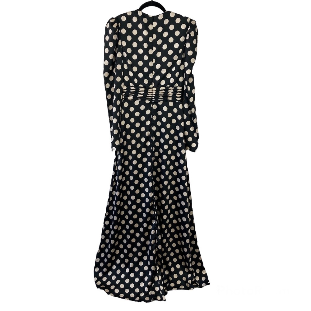 Mac Duggal Black Maxi Dress with Cream Polka Dots - Picture 5 of 14